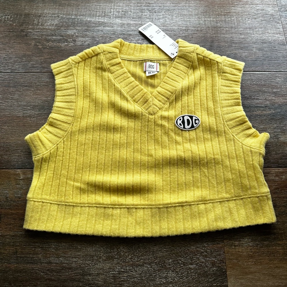 BDG Yellow Ribbed Crop Top